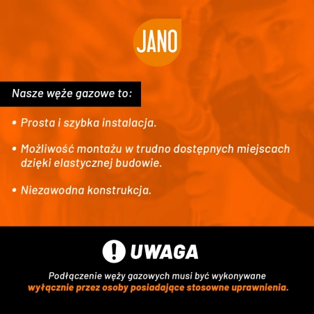 Przewód elastyczny do gazu 1/2" z nakrętkami i kolanem 1250