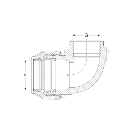 Złączka PE kolano 90° ø25 GW3/4"