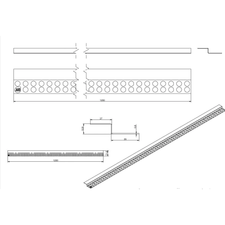 Listwa prysznicowa czołowa przyścienna JANO 120 cm czarna