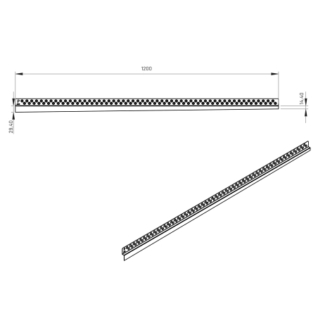 Listwa prysznicowa spadkowa przyścienna JANO 120 cm prawa srebrna