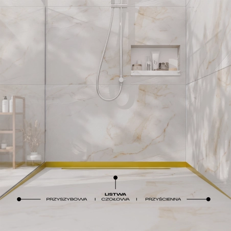Listwa prysznicowa spadkowa przyścienna JANO 140 cm prawa srebrna
