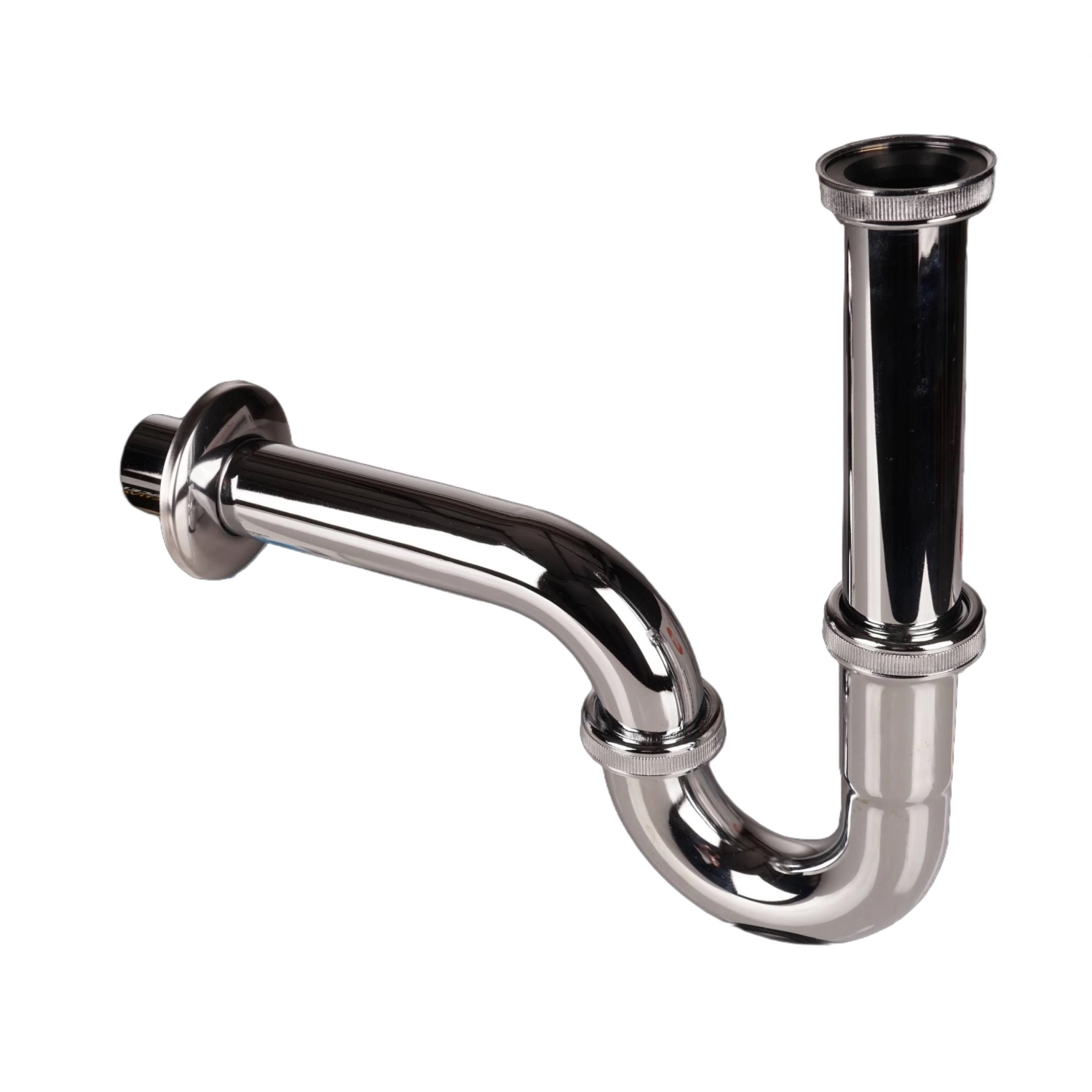 Syfon do umywalki rurowy JANO srebrny metalowy