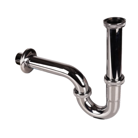 Syfon do umywalki rurowy JANO srebrny metalowy