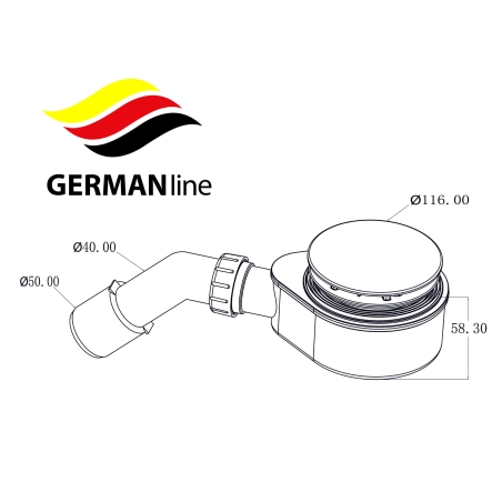 Syfon do brodzika GERMAN LINE ø90 Top pokrywa złota