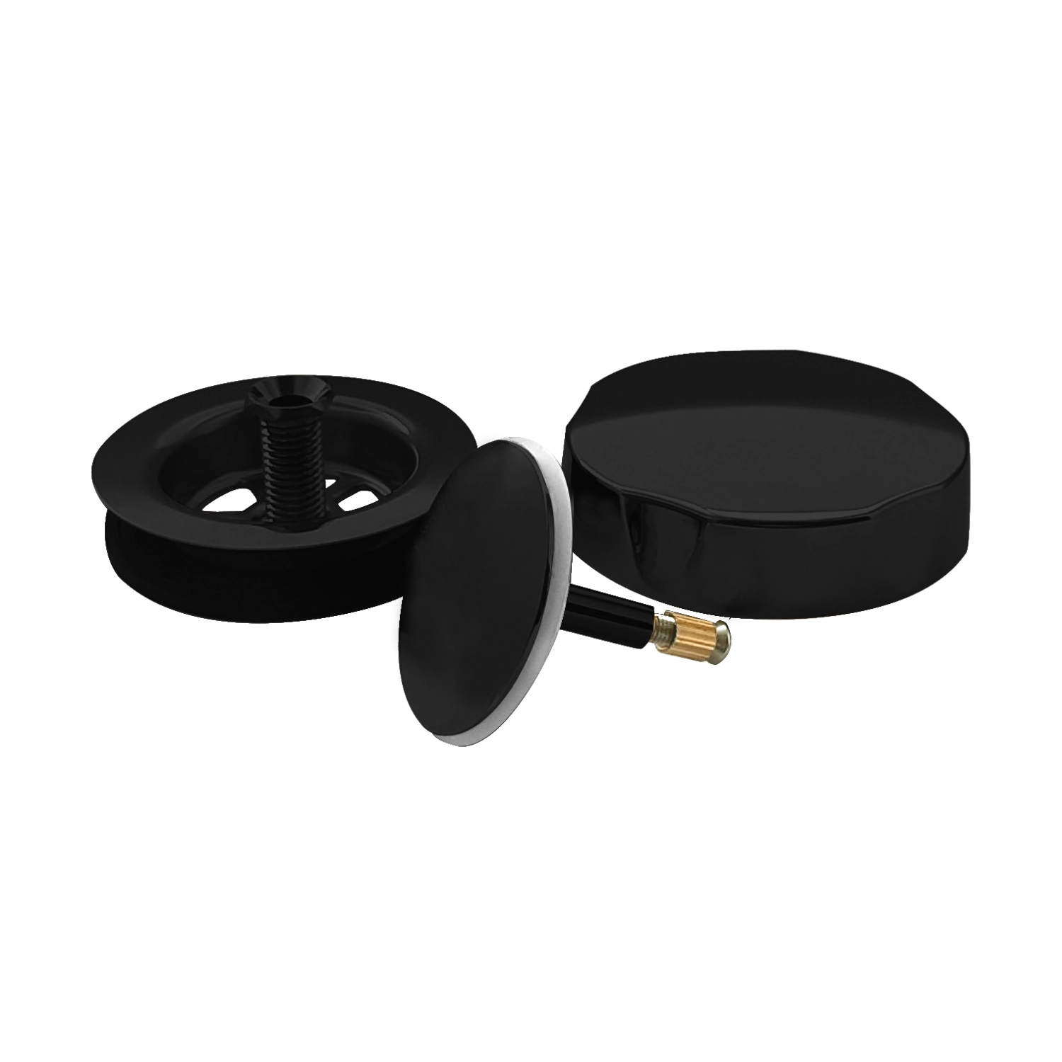 Korek do wanny automatyczny z pokrętłem i maskownicą otworu przelewowego GERMAN LINE czarny