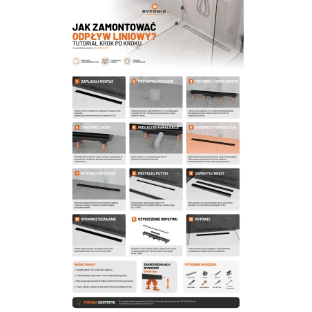 Odpływ liniowy JANO czarno złoty Monolith Duo 700 mm metalowy