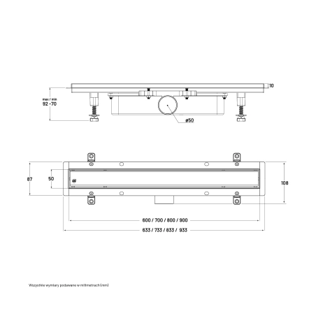 Odpływ liniowy GERMAN LINE złoty szczotkowany Real Plus Duo 600 mm