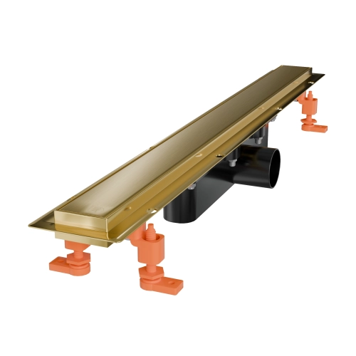 Odpływ liniowy GERMAN LINE złoty szczotkowany Real Plus Duo 800 mm