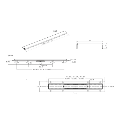 Odpływ liniowy GERMAN LINE złoty połysk Prestige Duo 750 mm