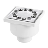 Kratka kanalizacyjna JANO 100 x 100 srebrna odpływ ø50 pionowy ruszt metalowy