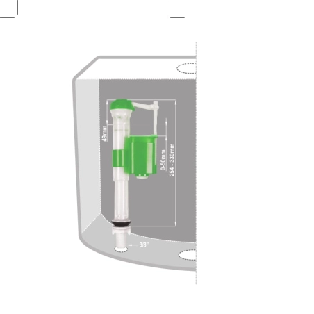 Zawór napełniający zbiornika WC dolny 3/8" JANO gwint mosiądz