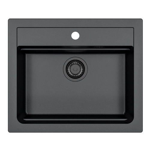 Zlewozmywak granital 1 komorowy ALVEUS black kol.91 ATROX 30 z syfonem manualnym 3 1/2" SYFON BLACK
