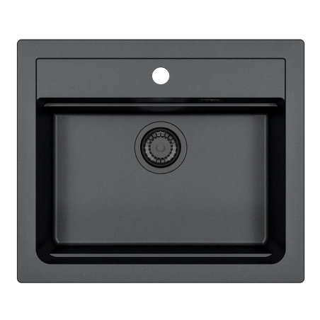 Zlewozmywak granital 1 komorowy ALVEUS black kol.91 ATROX 30 z syfonem manualnym 3 1/2" SYFON BLACK
