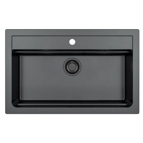 Zlewozmywak granital 1 komorowy ALVEUS czarny kol.91 ATROX 40 z syfonem POP-UP 3 1/2" SYFON BLACK