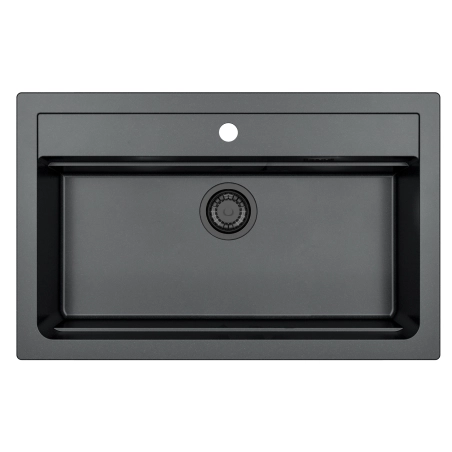 Zlewozmywak granital 1 komorowy ALVEUS czarny kol.91 ATROX 40 z syfonem POP-UP 3 1/2" SYFON BLACK