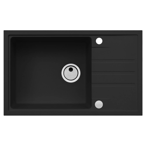 Zlewozmywak granital 1 komorowy z ociekaczem ALVEUS deep black z syfonem manualnym Intermezzo 130
