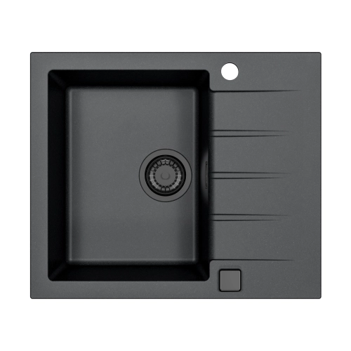 Zlewozmywak granital 1 komorowy ALVEUS czarny kol.91 CADIT 10 z syfonem POP-UP 3 1/2" SYFON BLACK