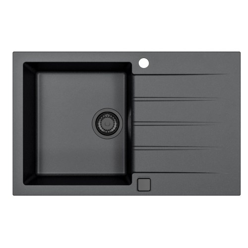 Zlewozmywak granital 1 komorowy ALVEUS czarny kol.91 CADIT 20 z syfonem POP-UP 3 1/2" SYFON BLACK