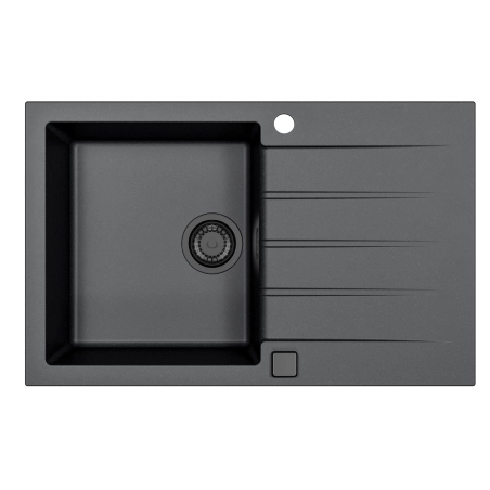 Zlewozmywak granital 1 komorowy ALVEUS czarny kol.91 CADIT 20 z syfonem POP-UP 3 1/2" SYFON BLACK