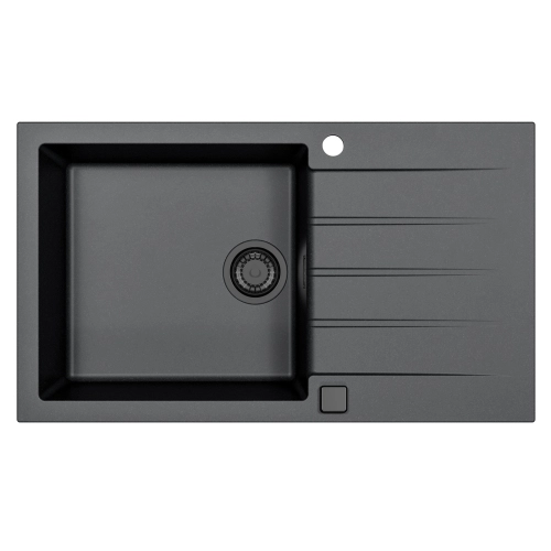 Zlewozmywak granital 1 komorowy ALVEUS czarny kol.91 CADIT 40 z syfonem POP-UP 3 1/2" SYFON BLACK
