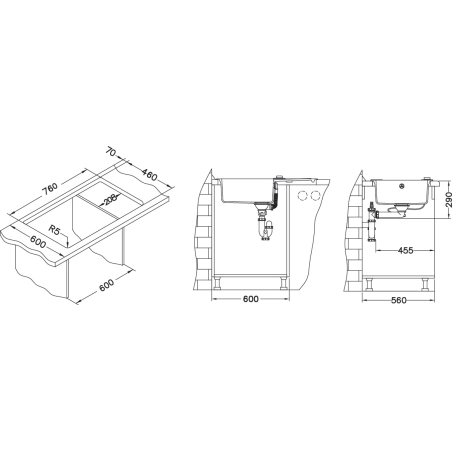 Zlewozmywak granital 1 komorowy  kol. 04 steel z syfonem ROCK 130