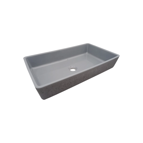 Umywalka konglomeratowa nablatowa AQUILA prostokątna szara 60 cm x 35 cm Rettangolo